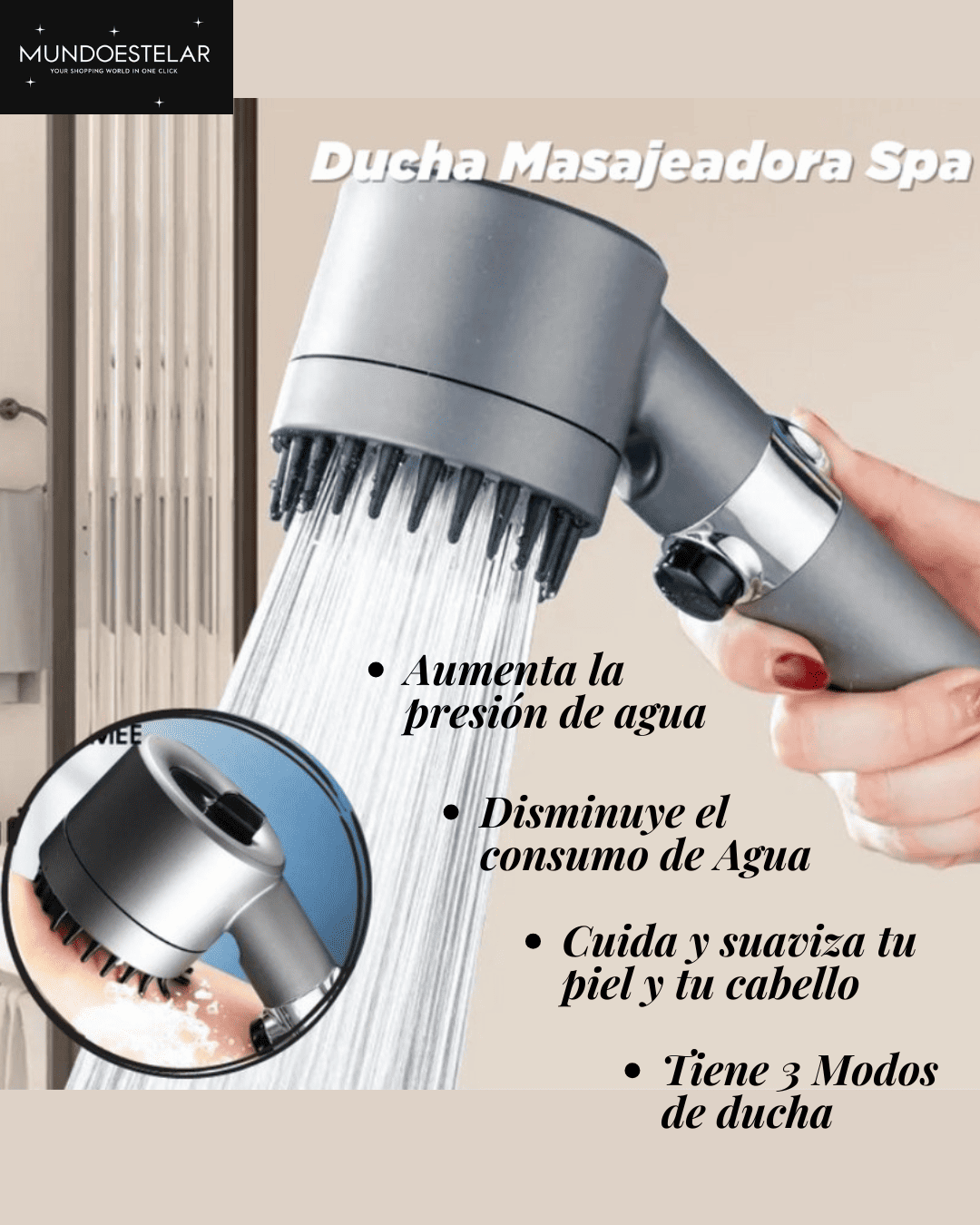 Ducha Alta presion Masajeadora 4 en 1