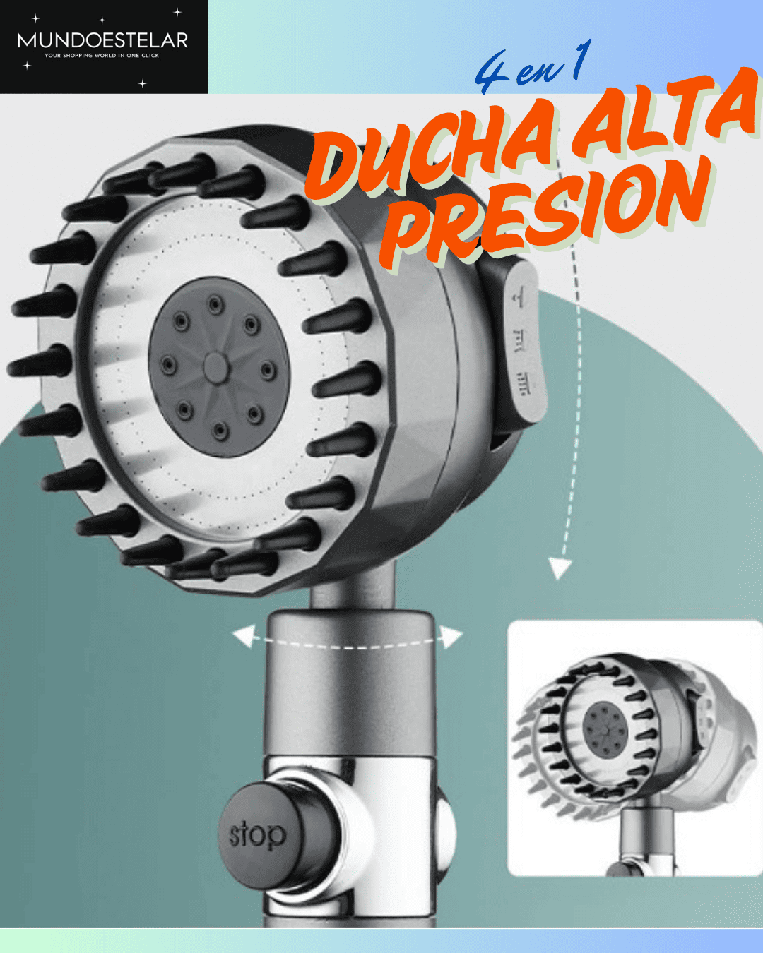 Ducha Alta presion Masajeadora 4 en 1