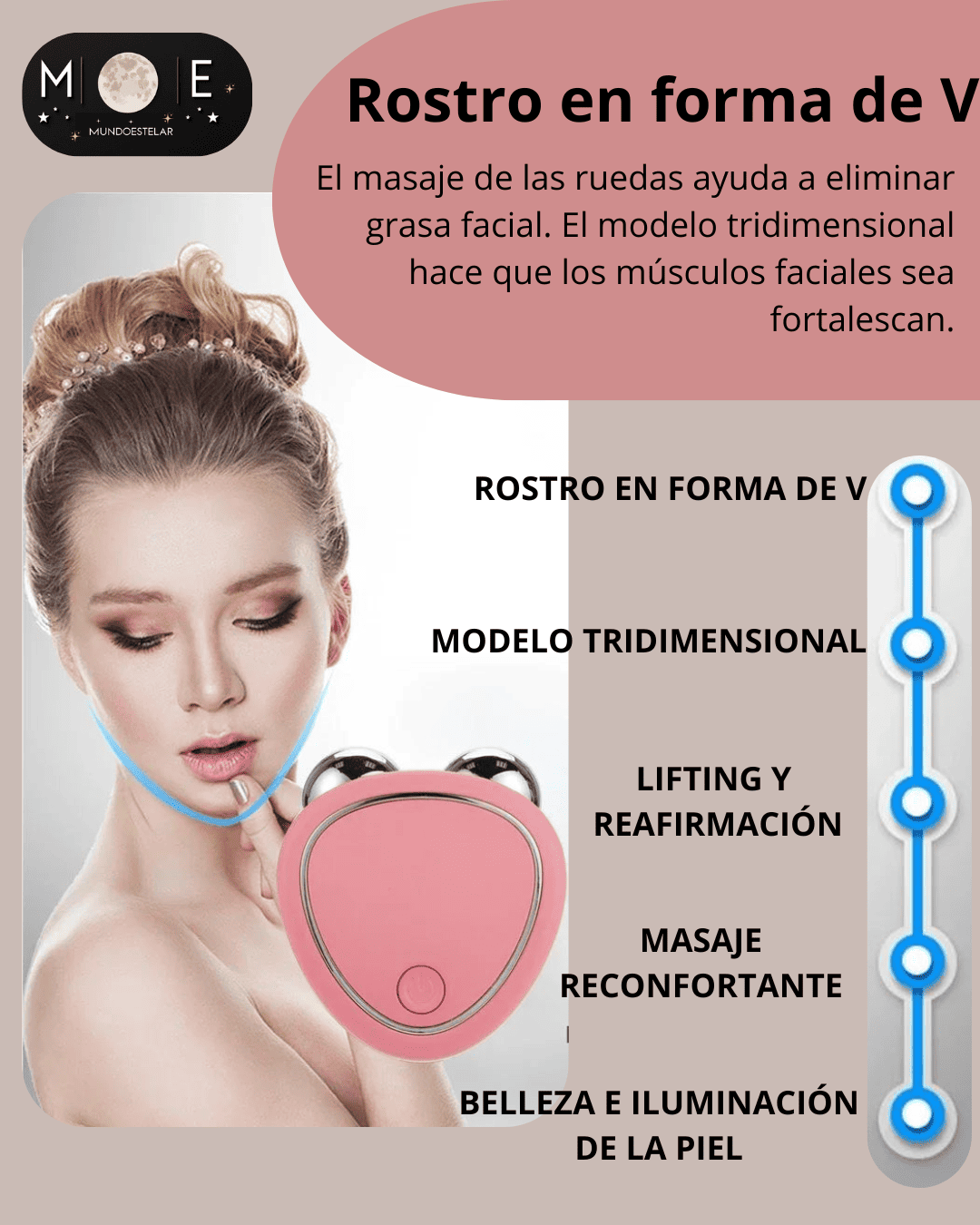 MASAJEADOR FACIAL CON MICROCORRIENTE